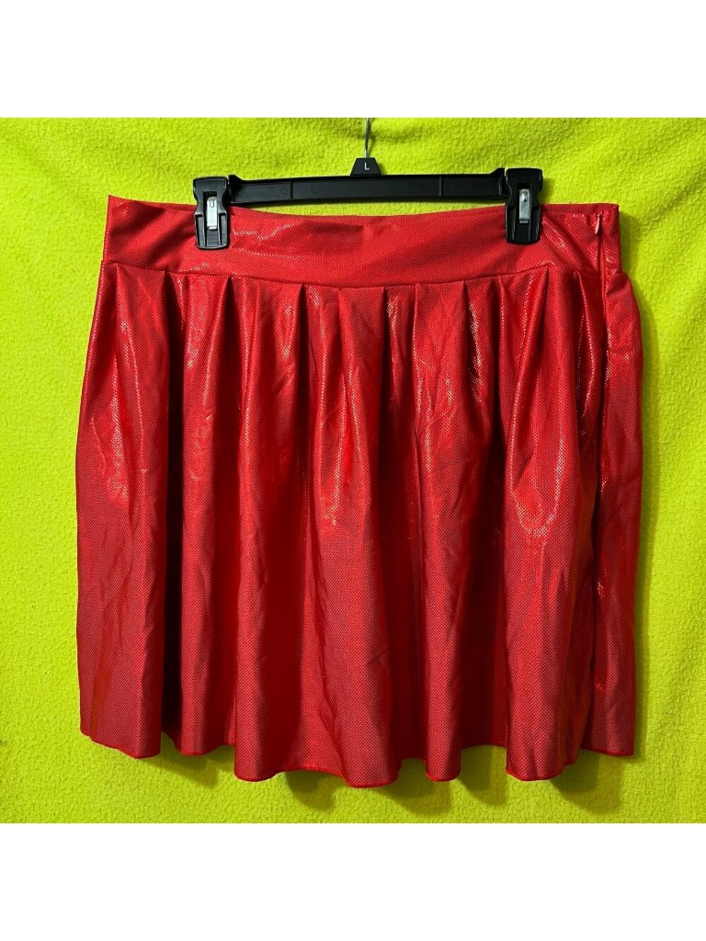 Fashion Nova Red Metallic Flared Mini Skirt Pleated Skater Plus 2x 3x